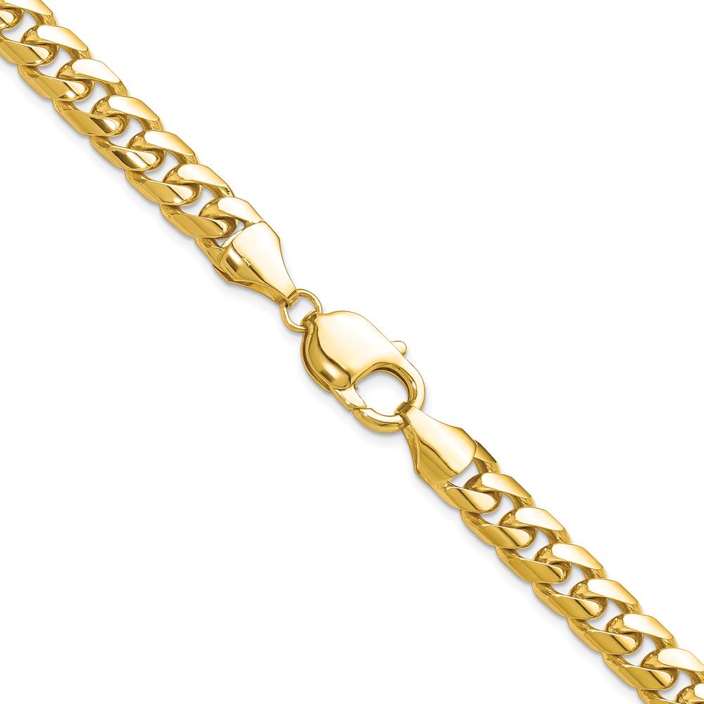 14K Yellow Gold 8mm Solid Miami Cuban Chain Necklace - 26 inches by Oro Pregiato