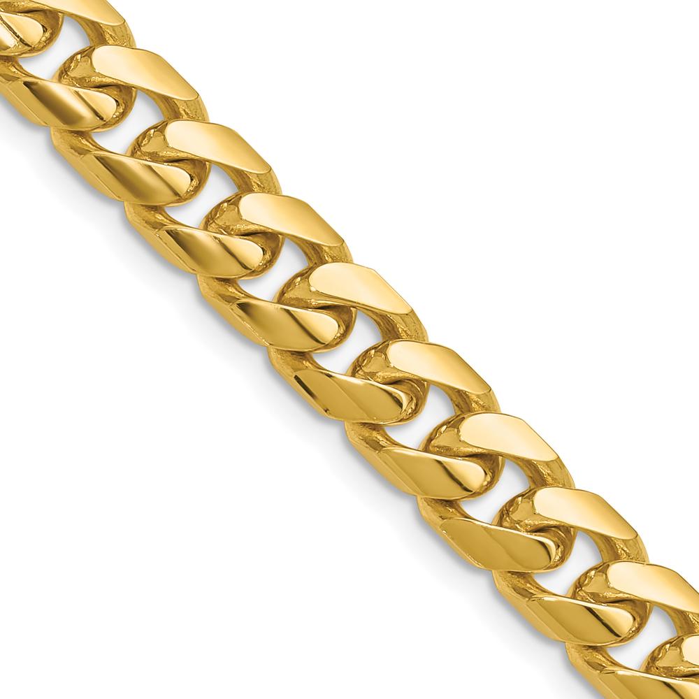 14K Yellow Gold 8mm Solid Miami Cuban Chain Necklace - 28 Inches by Oro Pregiato