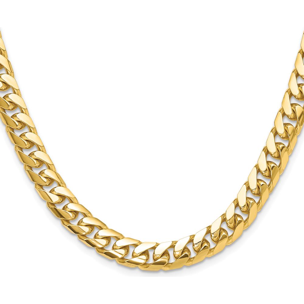 14K Yellow Gold 8mm Solid Miami Cuban Chain Necklace - 28 Inches by Oro Pregiato