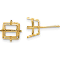 14K Yellow Gold 8mm Square Earring Mountings - Perfect for Customization by Monteluci Fine Jewelry