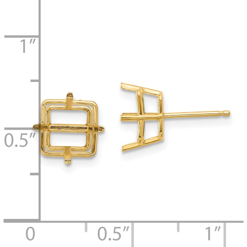 14K Yellow Gold 8mm Square Earring Mountings - Perfect for Customization by Monteluci Fine Jewelry