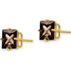 14K Yellow Gold 8mm Square Smoky Quartz Stud Earrings - 2.45 Carat Total Weight by Monteluci Fine Jewelry