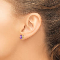 14K Yellow Gold 8mm Trillion Amethyst Earrings - 1.55 Carat Total Gem Weight by Monteluci Fine Jewelry