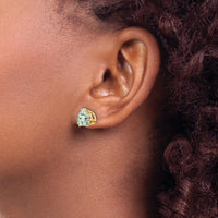 14K Yellow Gold 8mm Trillion Checker-Cut Green Quartz Stud Earrings - 1.5 Carat Total Gem Weight by Monteluci Fine Jewelry