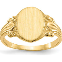 14K Yellow Gold 8x10mm Closed Back Signet Ring with Satin and Polished Finish by 0