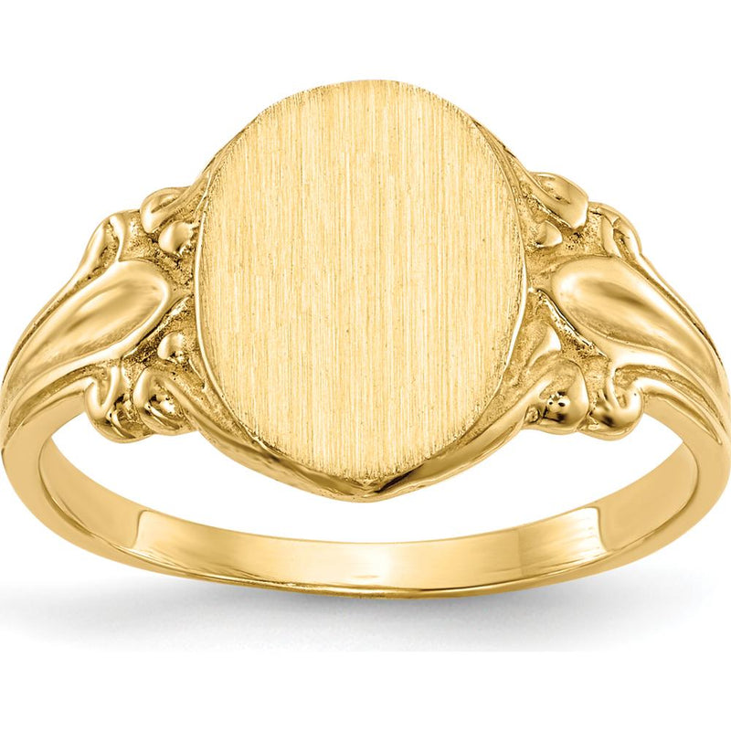 14K Yellow Gold 8x10mm Closed Back Signet Ring with Satin and Polished Finish by 0