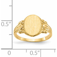 14K Yellow Gold 8x10mm Closed Back Signet Ring with Satin and Polished Finish by 0