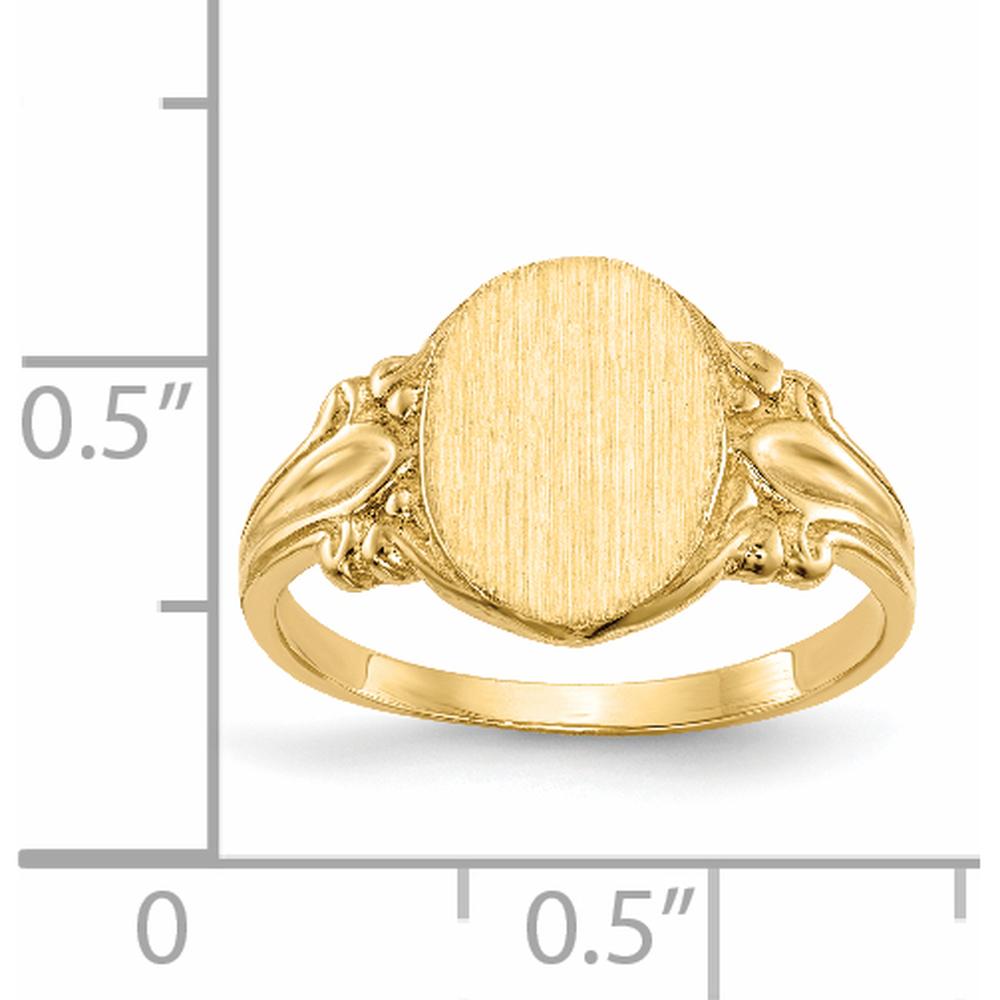 14K Yellow Gold 8x10mm Closed Back Signet Ring with Satin and Polished Finish by 0