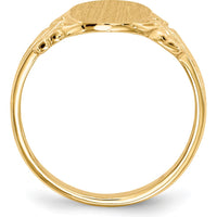 14K Yellow Gold 8x10mm Satin Textured Open Back Engravable Signet Ring by 0