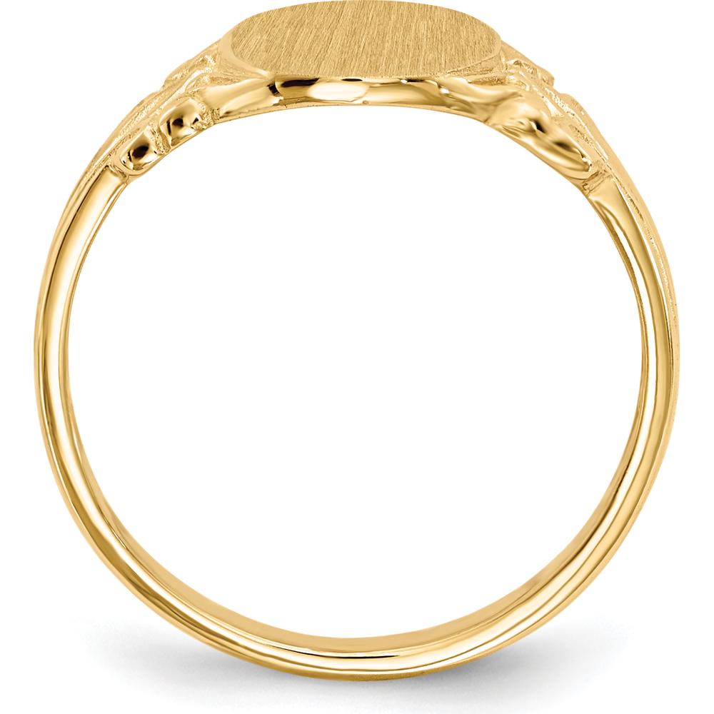 14K Yellow Gold 8x10mm Satin Textured Open Back Engravable Signet Ring by 0