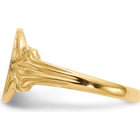 14K Yellow Gold 8x10mm Satin Textured Open Back Engravable Signet Ring by 0