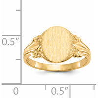14K Yellow Gold 8x10mm Satin Textured Open Back Engravable Signet Ring by 0