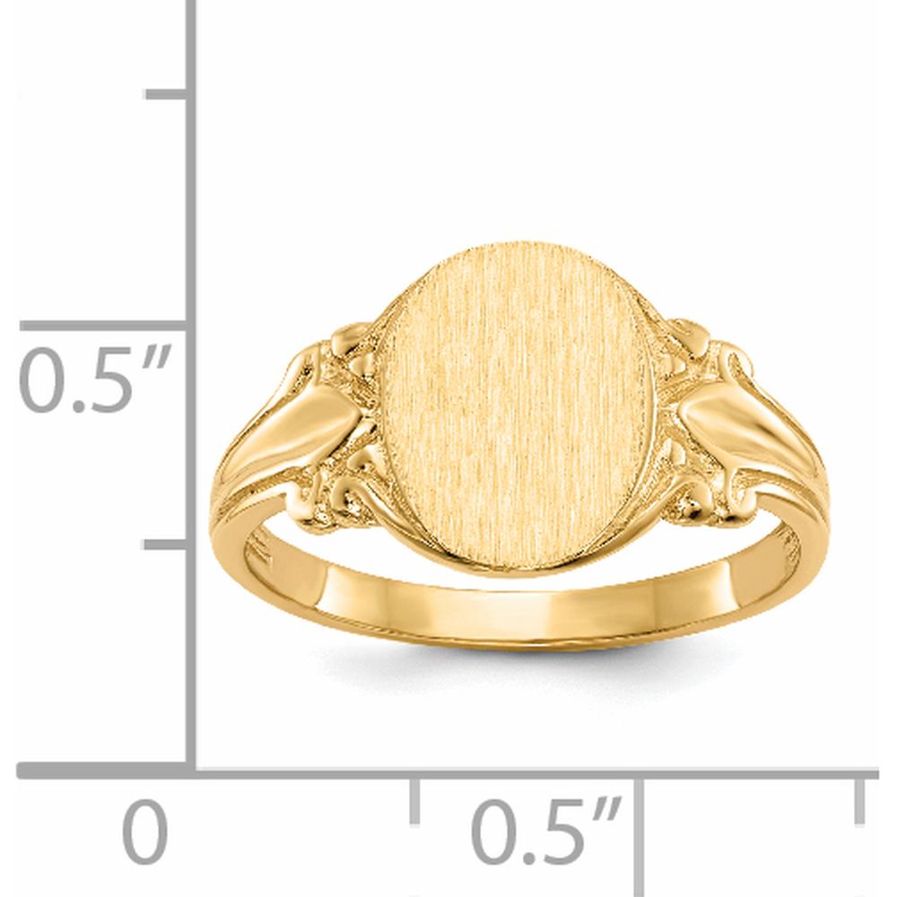 14K Yellow Gold 8x10mm Satin Textured Open Back Engravable Signet Ring by 0
