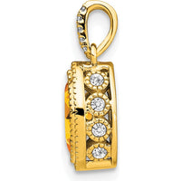 14K Yellow Gold 8x4mm Marquise Citrine and Diamond Pendant with Beaded Edge - 0.37 Carat Total Gem Weight by Lumare Gioia