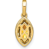 14K Yellow Gold 8x4mm Marquise Citrine and Diamond Pendant with Beaded Edge - 0.37 Carat Total Gem Weight by Lumare Gioia