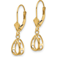14K Yellow Gold 8x5mm Pear Leverback Drop Earrings - Mounting Only by Monteluci Fine Jewelry