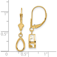 14K Yellow Gold 8x5mm Pear Leverback Drop Earrings - Mounting Only by Monteluci Fine Jewelry