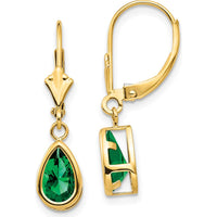 14K Yellow Gold 8x5mm Pear Shaped Helenite Drop Earrings - 1 Carat Total Gem Weight by Monteluci Fine Jewelry
