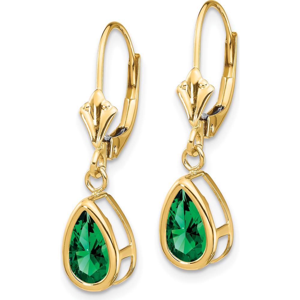 14K Yellow Gold 8x5mm Pear Shaped Helenite Drop Earrings - 1 Carat Total Gem Weight by Monteluci Fine Jewelry