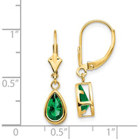 14K Yellow Gold 8x5mm Pear Shaped Helenite Drop Earrings - 1 Carat Total Gem Weight by Monteluci Fine Jewelry