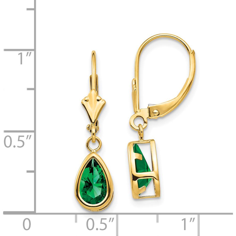 14K Yellow Gold 8x5mm Pear Shaped Helenite Drop Earrings - 1 Carat Total Gem Weight by Monteluci Fine Jewelry