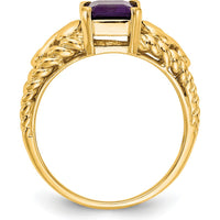 14K Yellow Gold 8x6mm Emerald Cut Amethyst Ring - 1.45 Carat Total Amethyst Weight by Monteluci Fine Jewelry