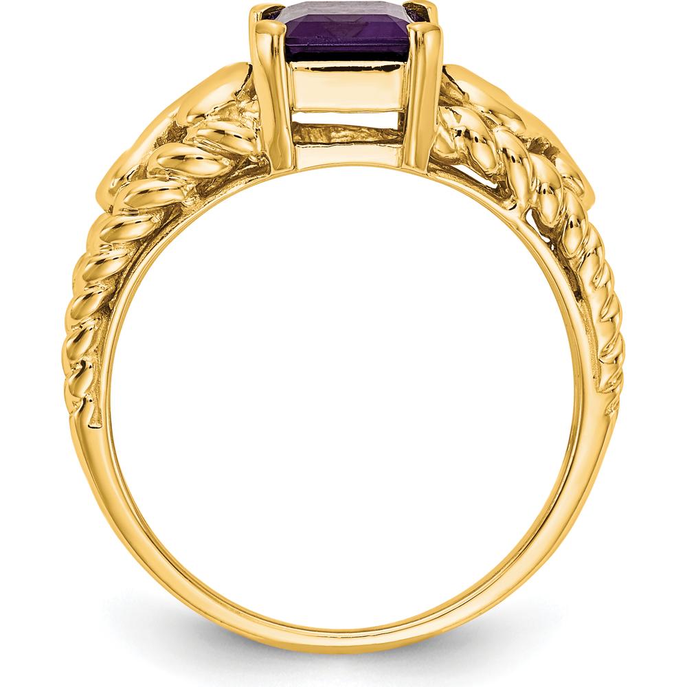 14K Yellow Gold 8x6mm Emerald Cut Amethyst Ring - 1.45 Carat Total Amethyst Weight by Monteluci Fine Jewelry