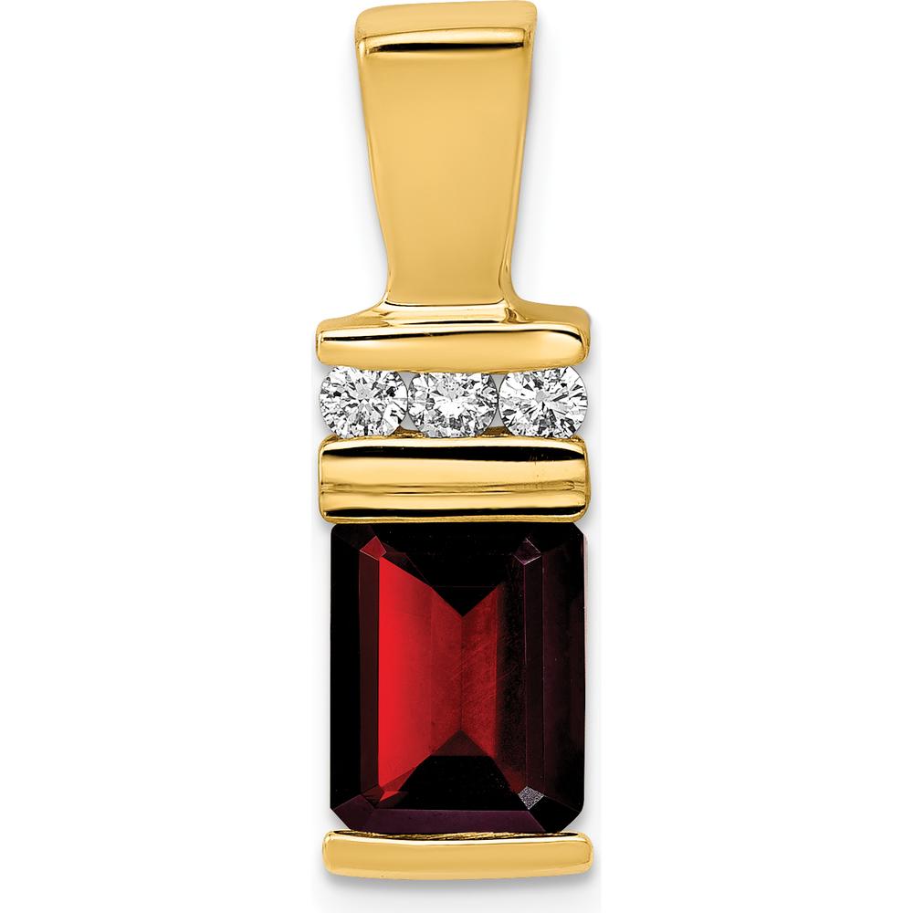 14K Yellow Gold 8x6mm Emerald-Cut Garnet and Diamond Pendant - 1.95 Carat Total Garnet Weight by Monteluci Fine Jewelry