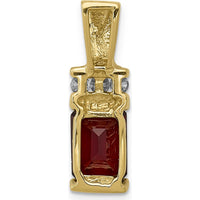 14K Yellow Gold 8x6mm Emerald-Cut Garnet and Diamond Pendant - 1.95 Carat Total Garnet Weight by Monteluci Fine Jewelry