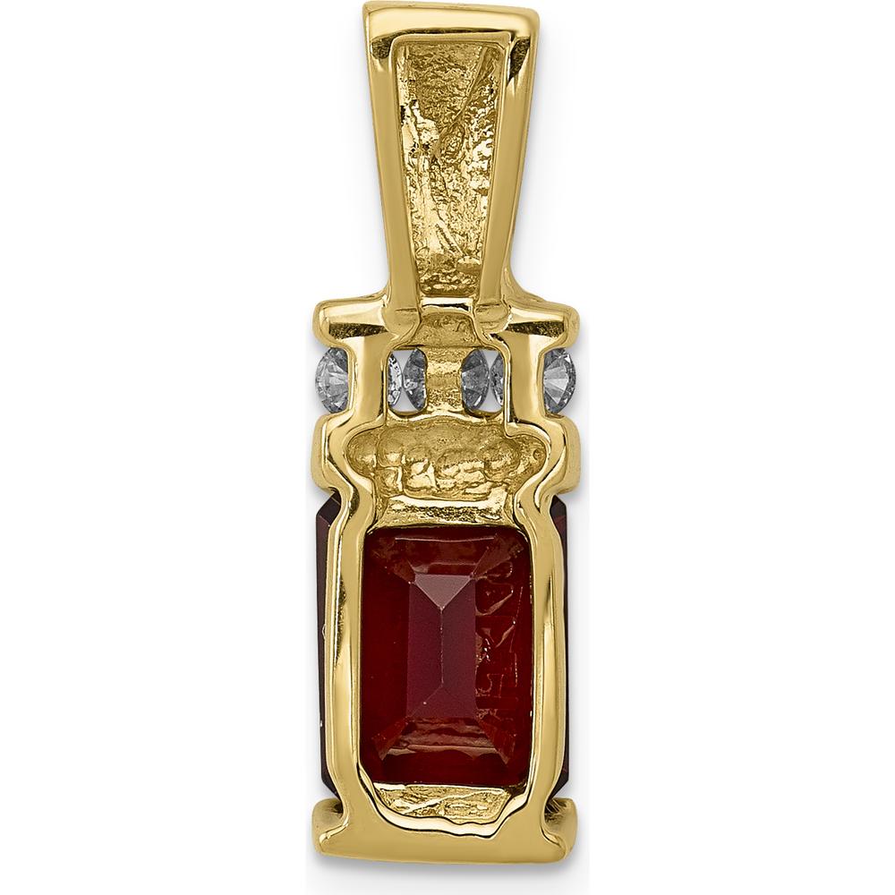 14K Yellow Gold 8x6mm Emerald-Cut Garnet and Diamond Pendant - 1.95 Carat Total Garnet Weight by Monteluci Fine Jewelry