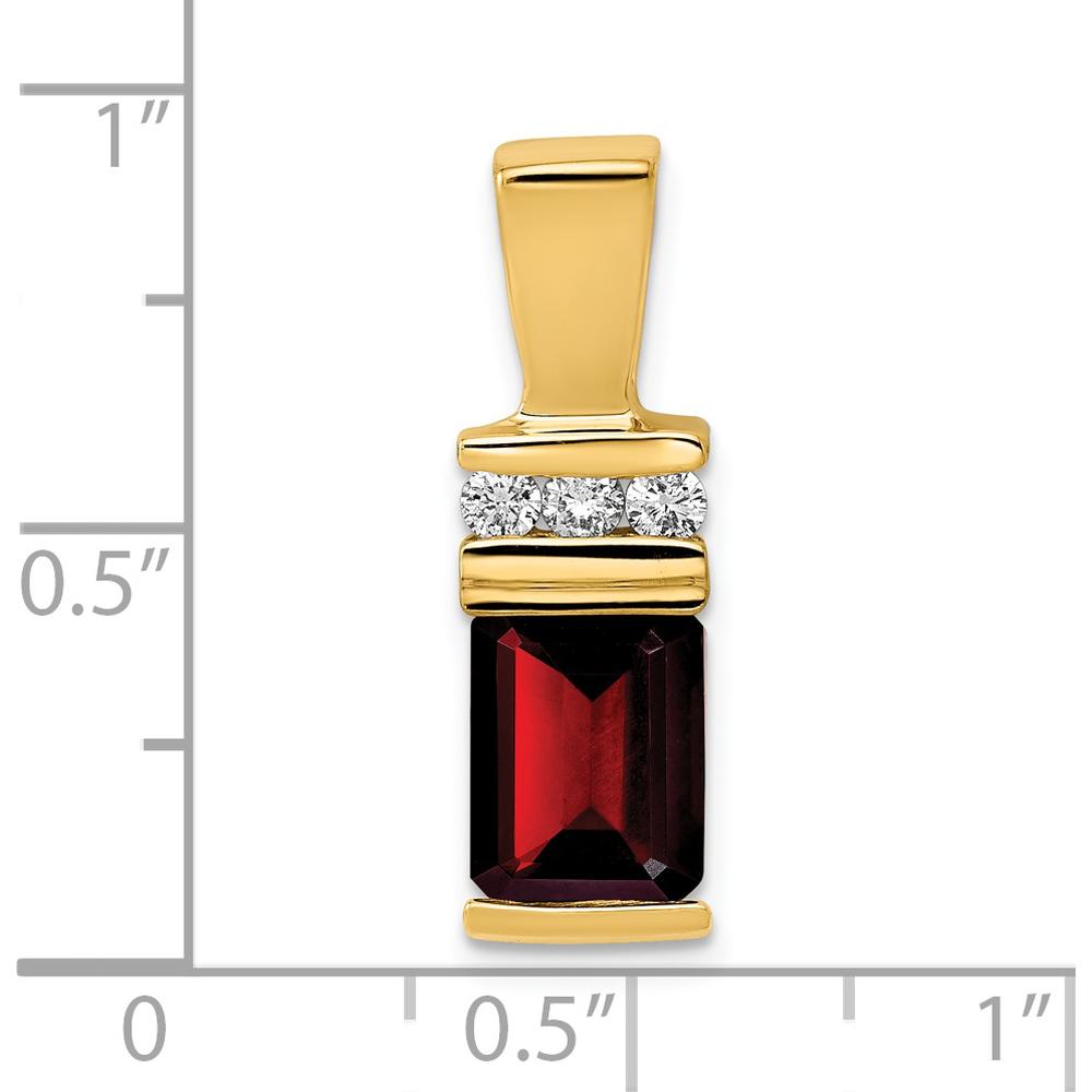 14K Yellow Gold 8x6mm Emerald-Cut Garnet and Diamond Pendant - 1.95 Carat Total Garnet Weight by Monteluci Fine Jewelry
