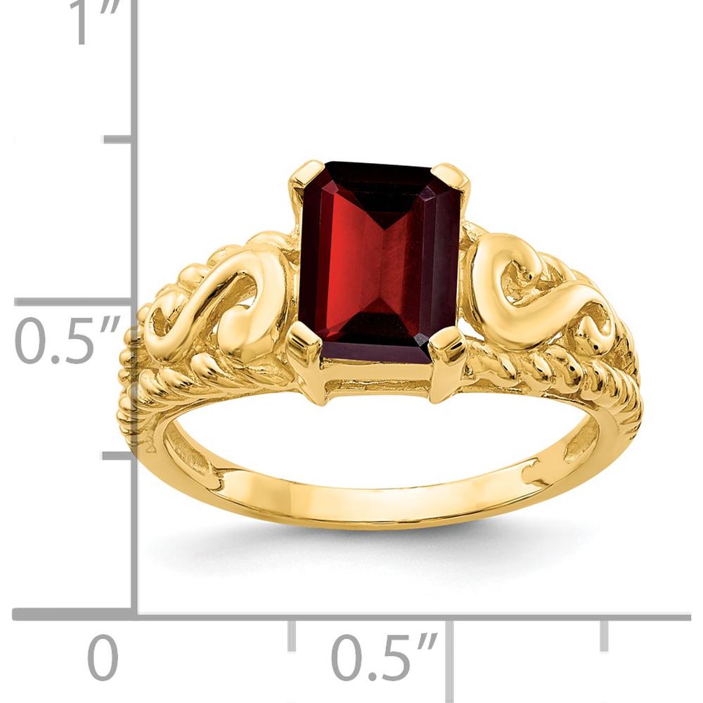 14K Yellow Gold 8x6mm Emerald Cut Garnet Ring - 1.95 Carat Total Garnet Weight by Monteluci Fine Jewelry