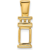 14K Yellow Gold 8x6mm Emerald-Cut Pendant Mounting for Omega Chain by Oro Pregiato