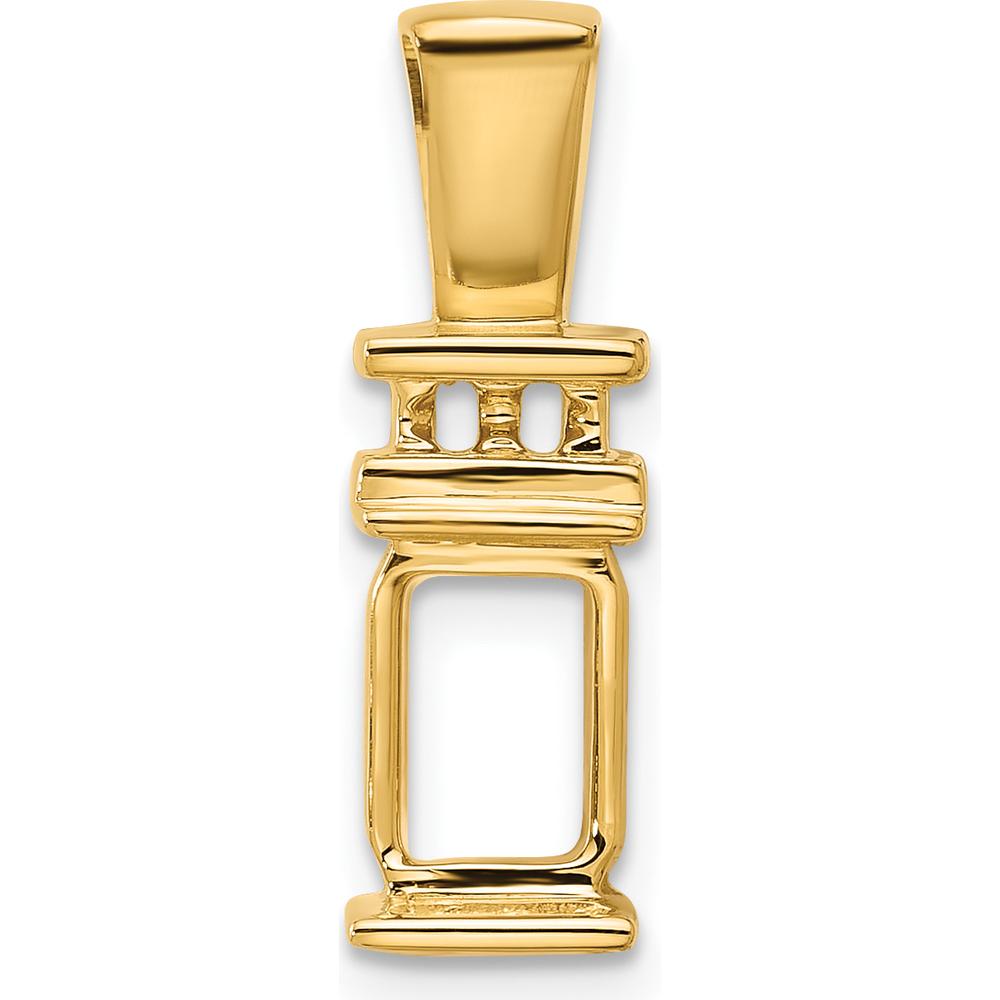 14K Yellow Gold 8x6mm Emerald-Cut Pendant Mounting for Omega Chain by Oro Pregiato