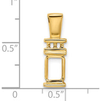 14K Yellow Gold 8x6mm Emerald-Cut Pendant Mounting for Omega Chain by Oro Pregiato