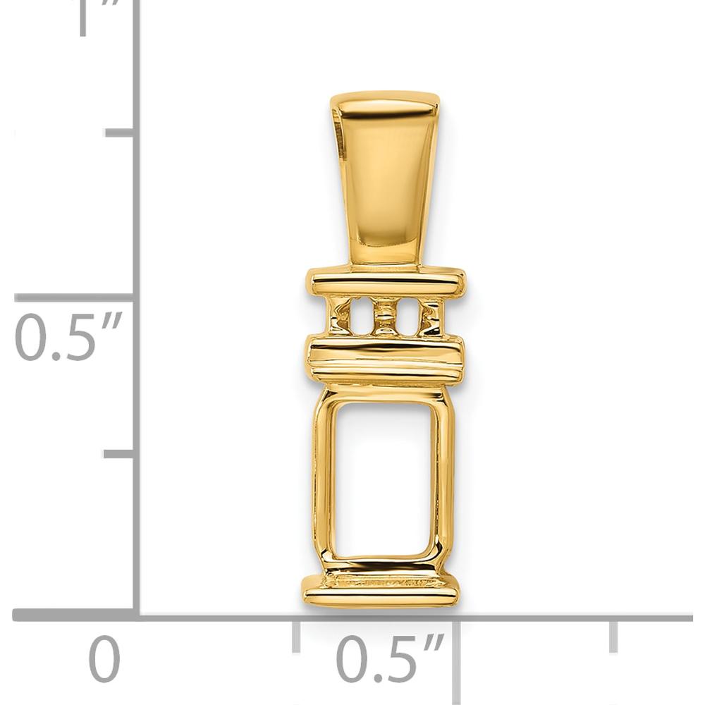 14K Yellow Gold 8x6mm Emerald-Cut Pendant Mounting for Omega Chain by Oro Pregiato