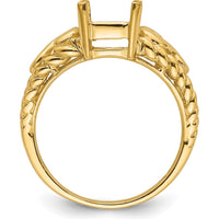 14K Yellow Gold 8x6mm Emerald-Cut Ring Mounting with Polished Finish by Monteluci Fine Jewelry