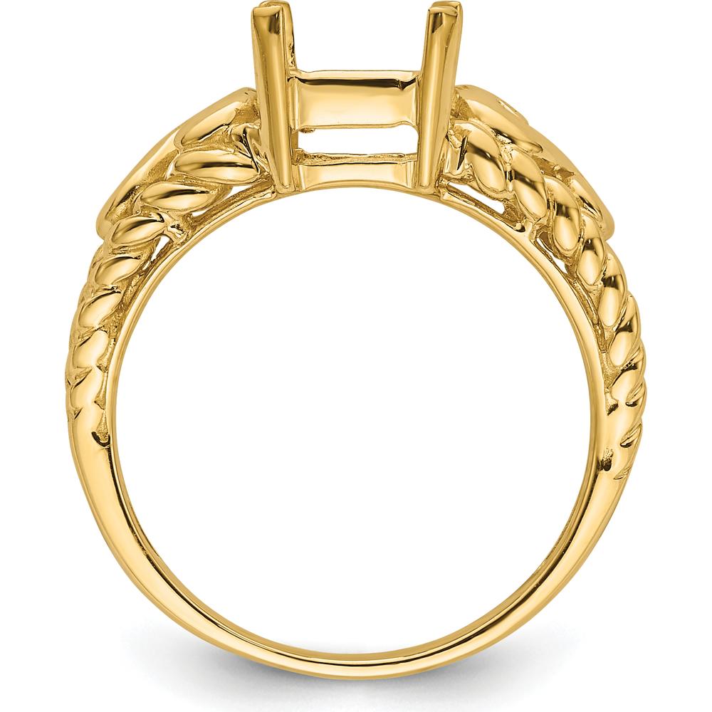 14K Yellow Gold 8x6mm Emerald-Cut Ring Mounting with Polished Finish by Monteluci Fine Jewelry