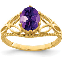 14K Yellow Gold 8x6mm Oval Amethyst Ring - 1.05 Carat Total Gem Weight by Monteluci Fine Jewelry