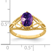 14K Yellow Gold 8x6mm Oval Amethyst Ring - 1.05 Carat Total Gem Weight by Monteluci Fine Jewelry