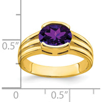 14K Yellow Gold 8x6mm Oval Amethyst Ring with Polished Tapered Band - 1.05 Carat Natural Gemstone by Monteluci Fine Jewelry