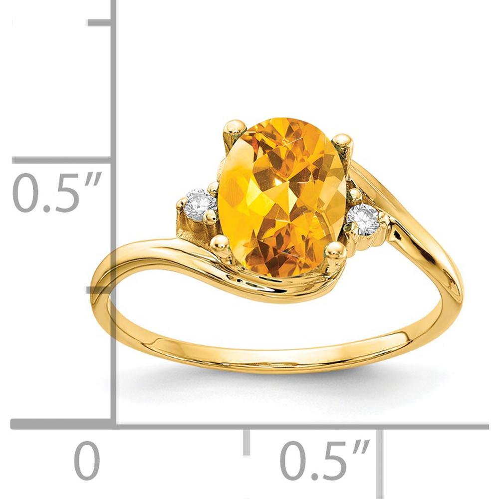 14K Yellow Gold 8x6mm Oval Citrine and Diamond Accent Ring - 1.13 Carat Total Gem Weight by Monteluci Fine Jewelry