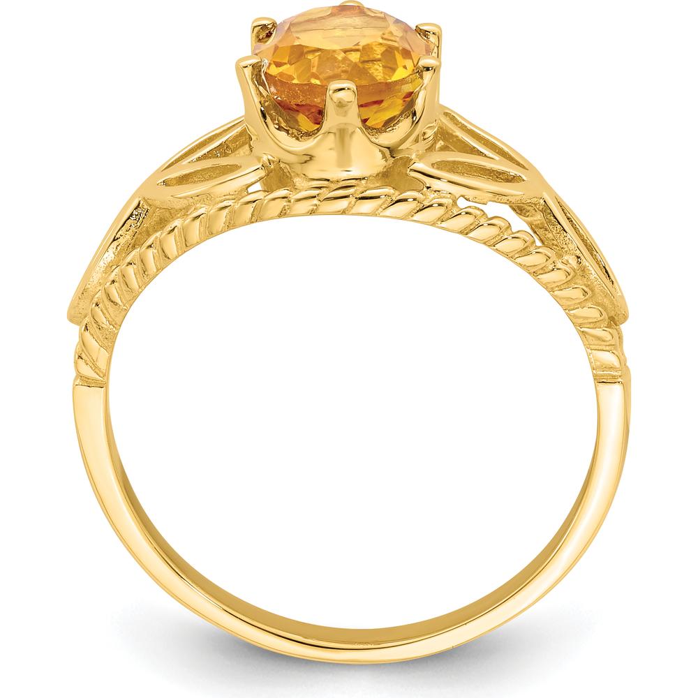 14K Yellow Gold 8x6mm Oval Citrine Ring - 1.10 Carat Total Gem Weight by Monteluci Fine Jewelry