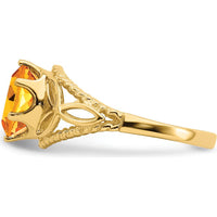 14K Yellow Gold 8x6mm Oval Citrine Ring - 1.10 Carat Total Gem Weight by Monteluci Fine Jewelry