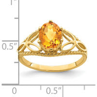 14K Yellow Gold 8x6mm Oval Citrine Ring - 1.10 Carat Total Gem Weight by Monteluci Fine Jewelry