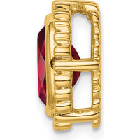 14K Yellow Gold 8x6mm Oval Garnet Beaded Edge Chain Slide - 1 Carat Natural Garnet by Lumare Gioia