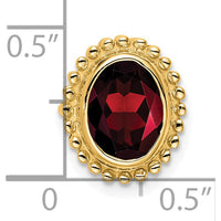 14K Yellow Gold 8x6mm Oval Garnet Beaded Edge Chain Slide - 1 Carat Natural Garnet by Lumare Gioia