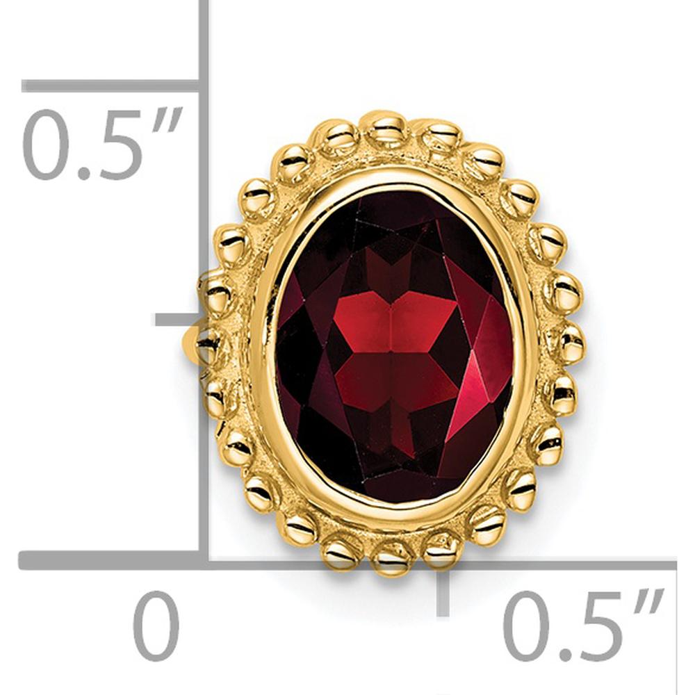 14K Yellow Gold 8x6mm Oval Garnet Beaded Edge Chain Slide - 1 Carat Natural Garnet by Lumare Gioia