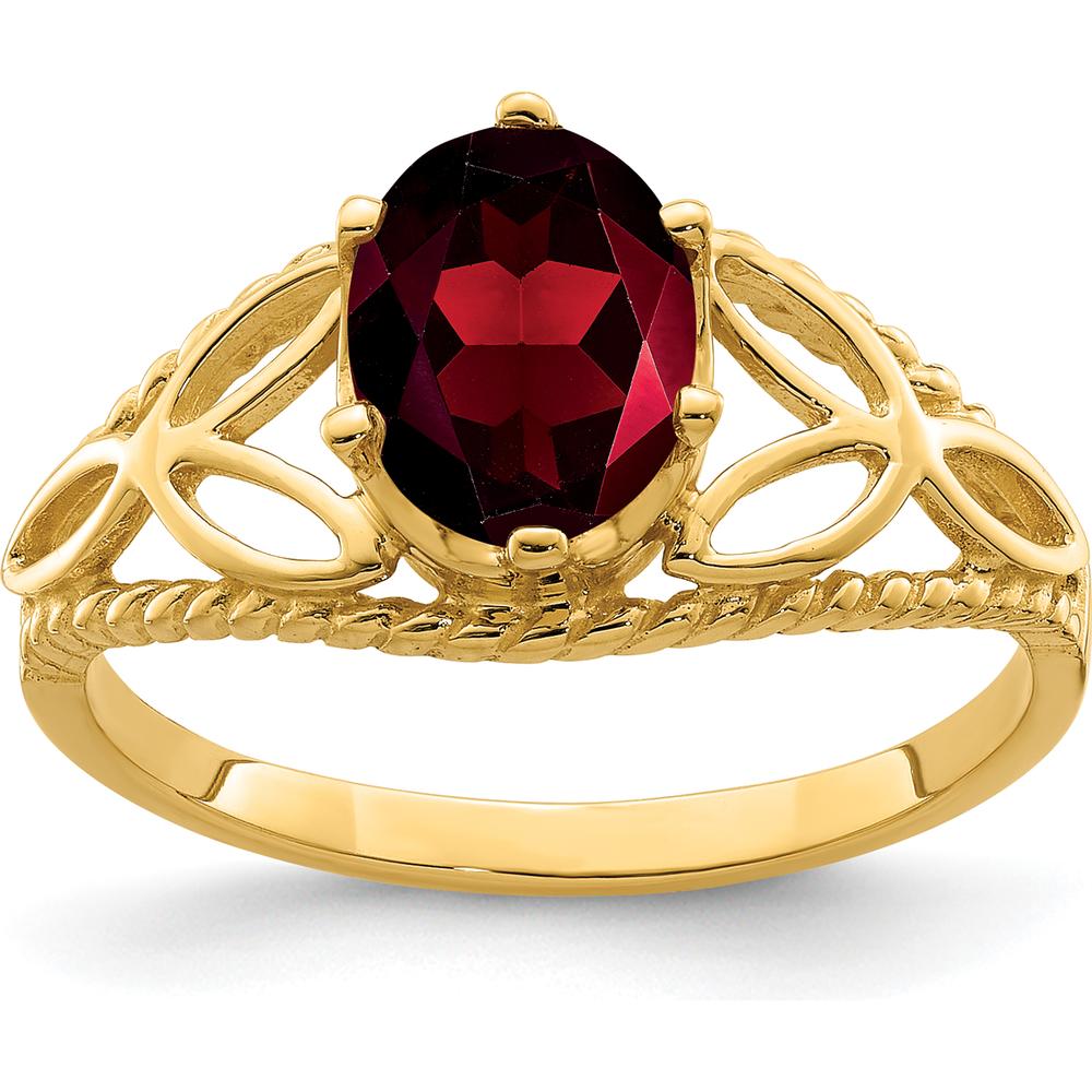 14K Yellow Gold 8x6mm Oval Garnet Ring - 1.4 Carat Total Garnet Weight by Monteluci Fine Jewelry