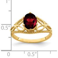 14K Yellow Gold 8x6mm Oval Garnet Ring - 1.4 Carat Total Garnet Weight by Monteluci Fine Jewelry